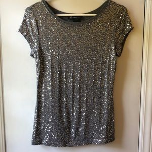 Silver Sequin top INC International Concepts small